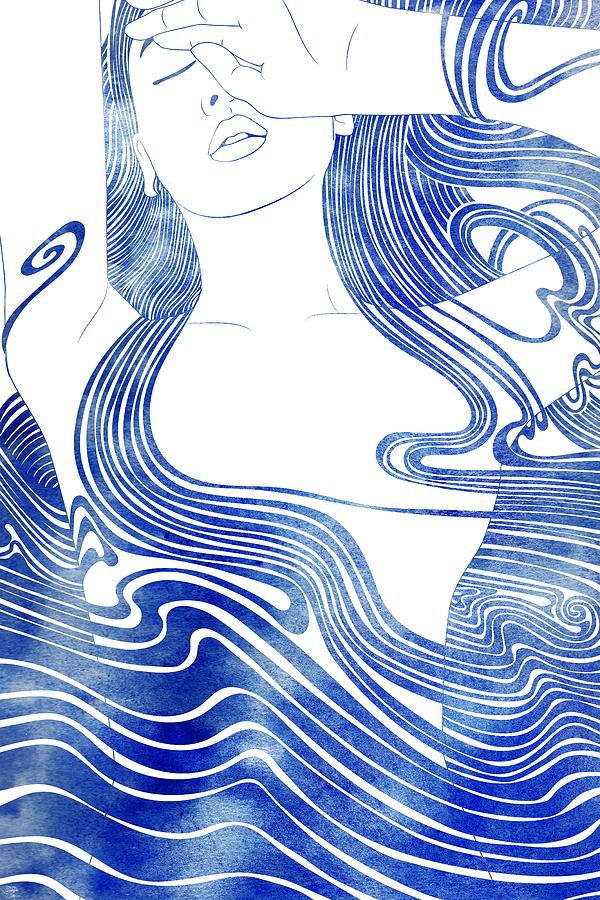 Aqua Mixed Media - Galene by Stevyn Llewellyn Aqua Mixed Media - Galene by Stevyn Llewellyn