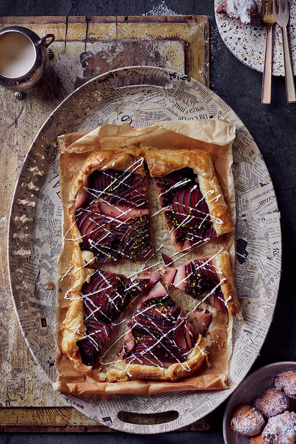 Galette With Red Wine Pears And Pistachios Photograph by Angelika Grossmann