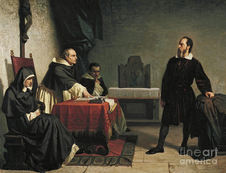 Galileo Before The Roman Inquisition Painting by Cristiano Banti
