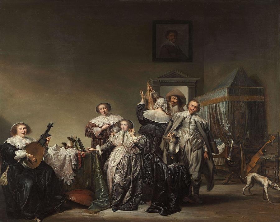 Gallant Company. Cavaliers and Ladies. Painting by Pieter Codde -mentioned on object-