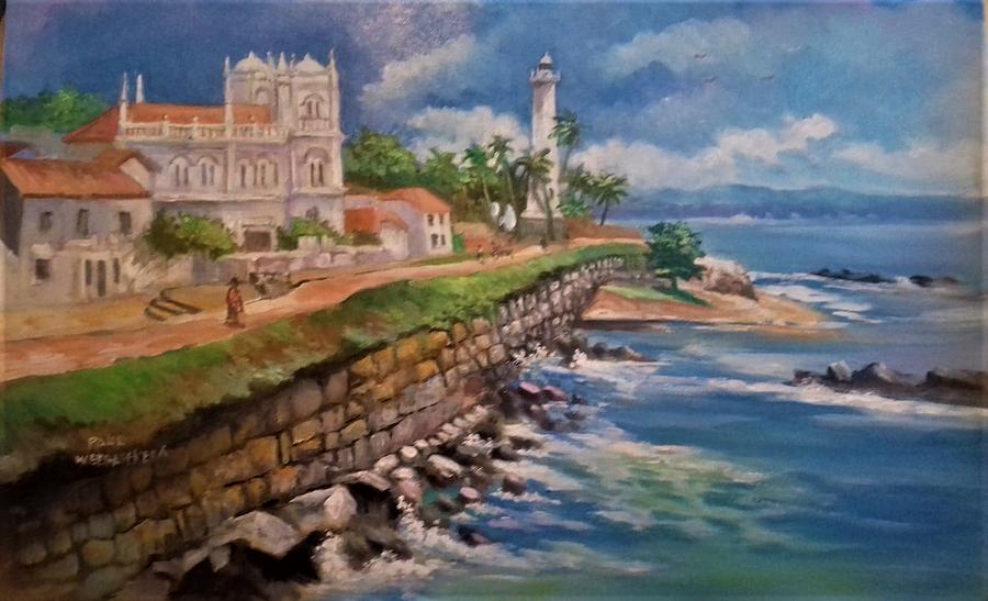 Galle Lighthouse Sri Lanka Painting by Paul Weerasekera