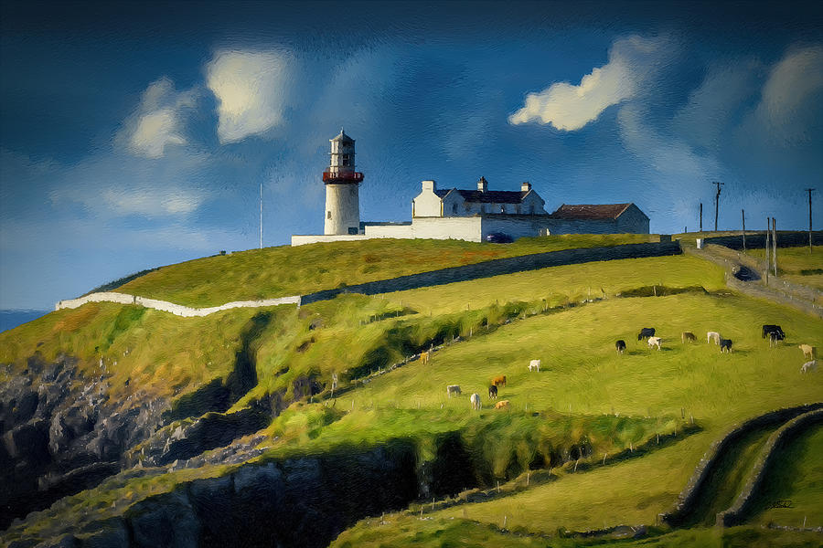 Galley Head Lighthouse Rosacarbery County Cork Ireland - DWP2542 Painting by Dean Wittle