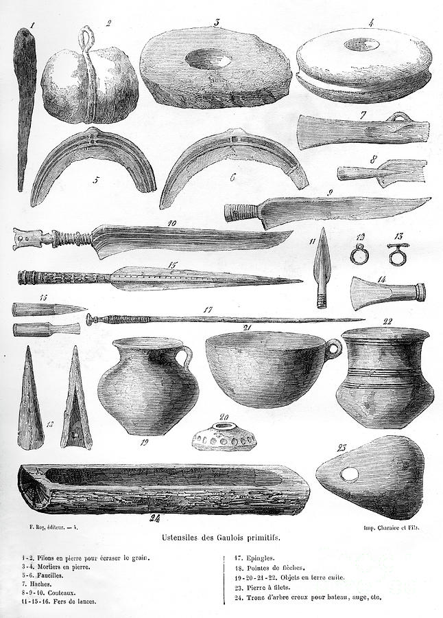 Gallic Utensils, 1882-1884 Drawing by Print Collector