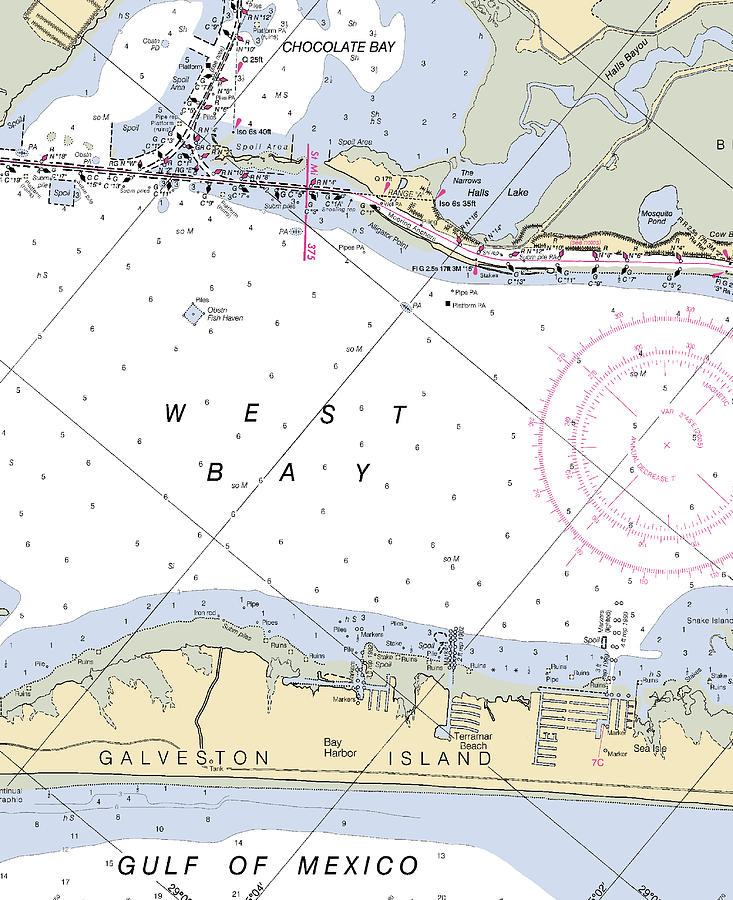 Galveston Terramar Beach-texas Nautical Chart Mixed Media by Sea Koast ...