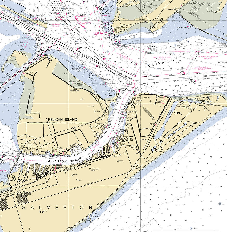 Galveston -texas Nautical Chart _v3 Mixed Media by Sea Koast | Pixels