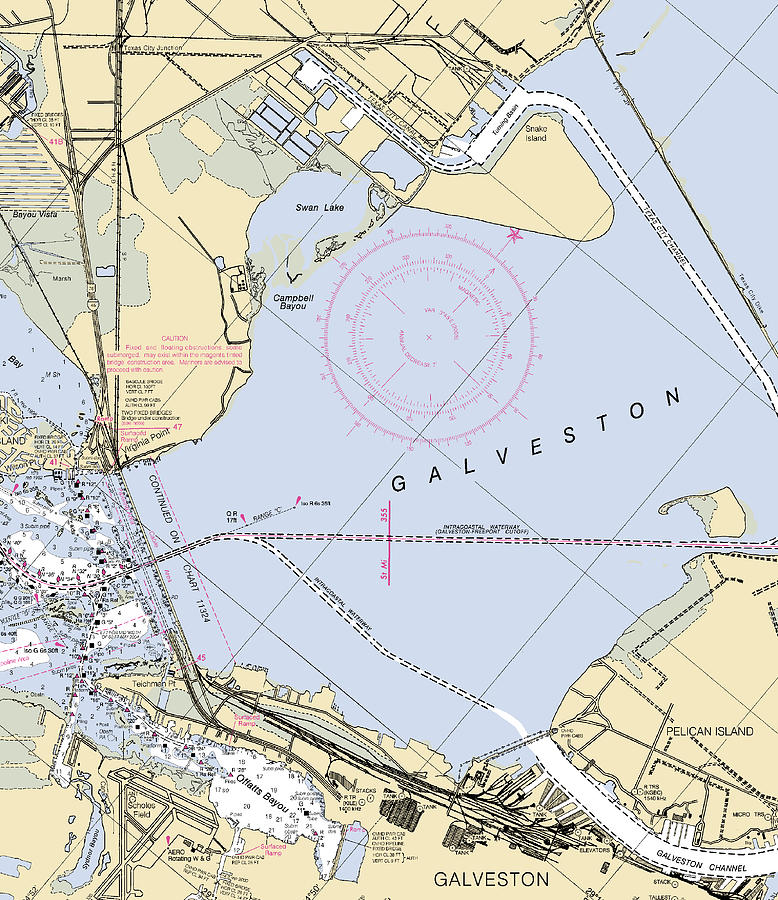 Galveston texas Nautical Chart _v4 Mixed Media by Sea Koast Pixels