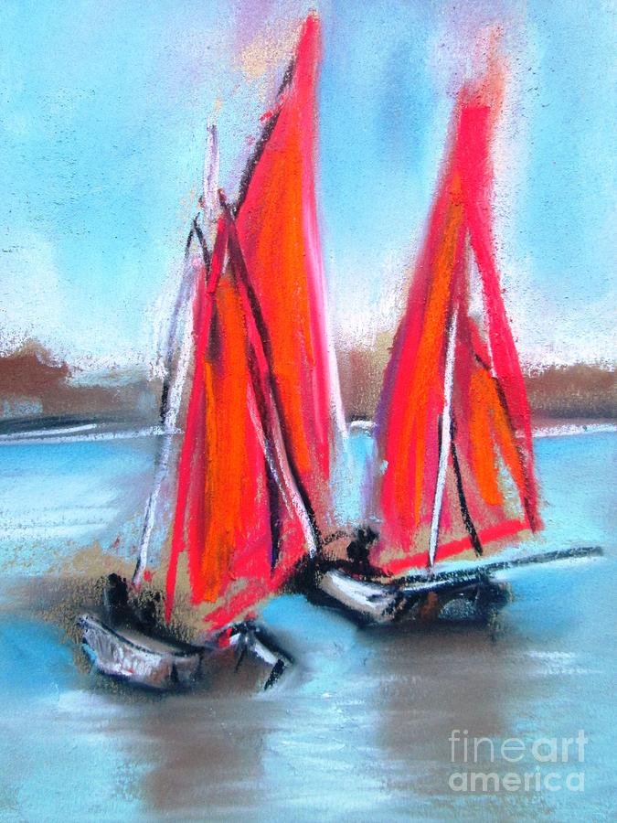 Galway Hookers On Blue Oct -18 Painting by Mary Cahalan Lee - aka PIXI