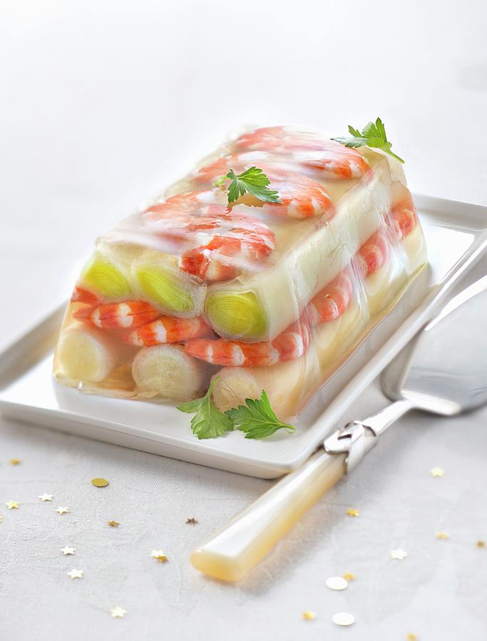 Gambas And Leek Aspic Terrine Photograph by Studio | Fine Art America