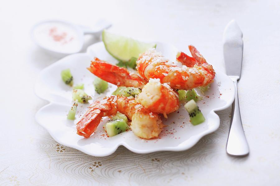 Gambas Coated With Grated Coconut And Diced Kiwis Photograph by Roche