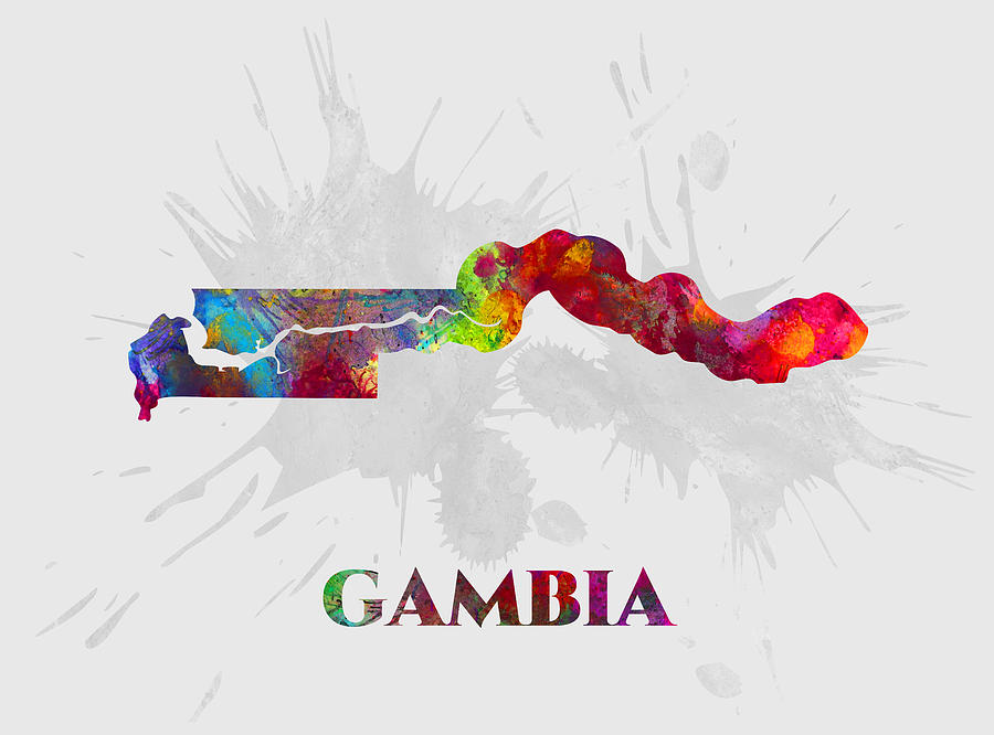 Gambia Map Artist Singh Mixed Media By Artguru Official Maps Fine Art America 5569