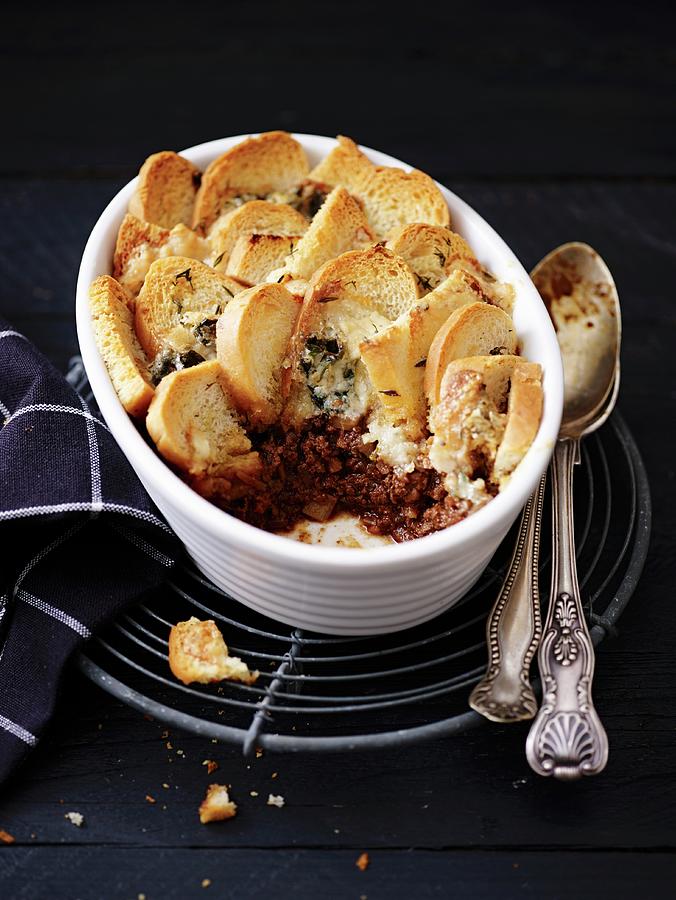 Game Bolognese Bake With White Bread And Blue Cheese Photograph by Oliver Brachat