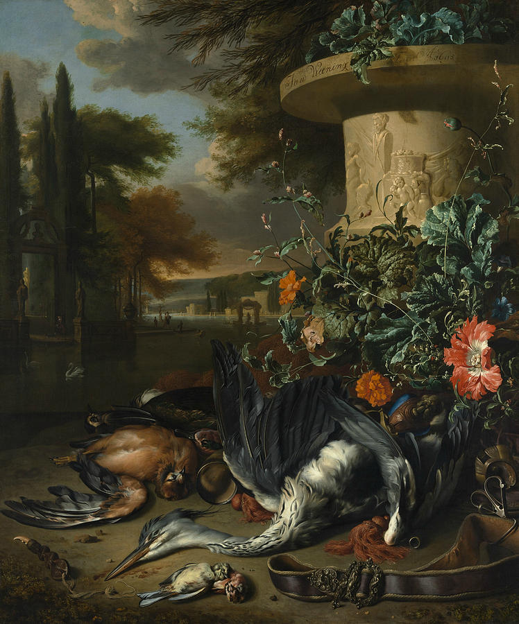 Gamepiece with a Dead Heron, 1695 Painting by Jan Weenix
