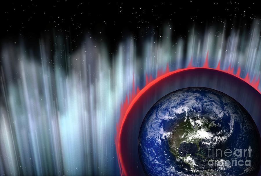Gamma-ray Burst Hitting Earths Atmosphere Photograph by Nasa/science Photo Library