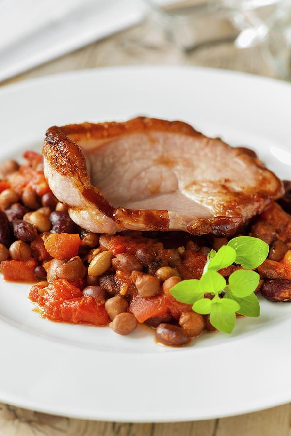 Gammon Steak With Spicy Beans Photograph by Jonathan Short