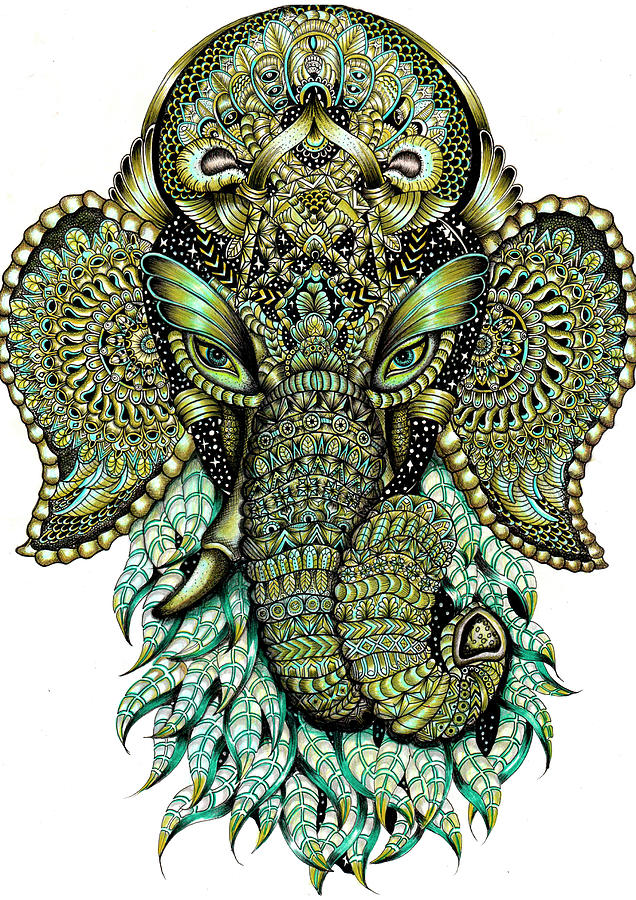 Animal Painting - Ganesh by Rvaldevi