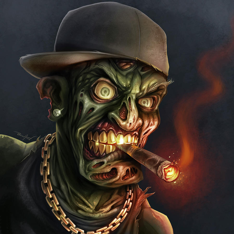 Gangsta Digital Art - Gangster Hip-hop Zombie - Licensing by Flyland Designs