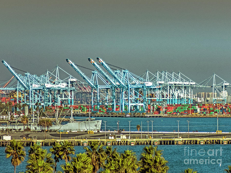 Gantry Cranes San Pedro Waterfront Photograph by David Zanzinger