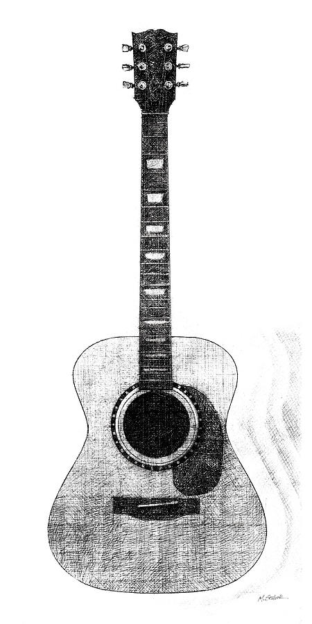 Guitar Drawing - Garage Band II by Mike Schick