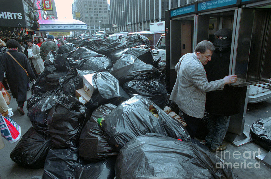 Garbage Bags Blocking Telephone Booths Photograph by Bettmann