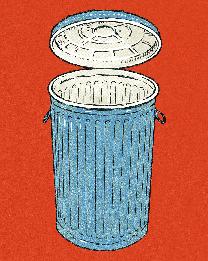 Vintage Drawing - Garbage Can With Lid by CSA Images