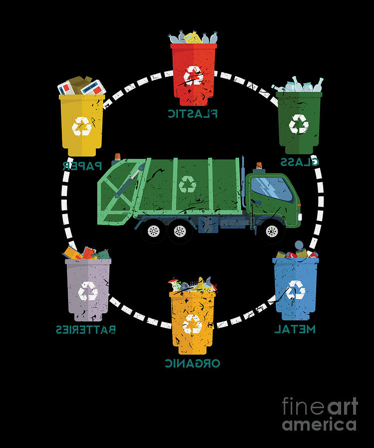 Truck Digital Art - Garbage Truck Recycle Reuse Save Mother Earth Day by Thomas Larch Truck Digital Art - Garbage Truck Recycle Reuse Save Mother Earth Day by Thomas Larch
