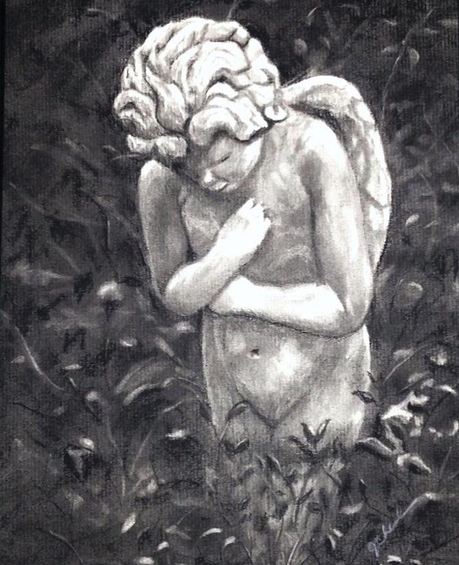 Garden Angel Painting by Jan Chesler