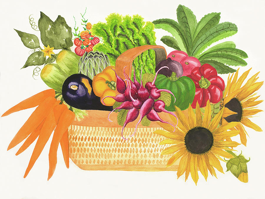Vegetable Painting - Garden Basket by Cynthia Schumann