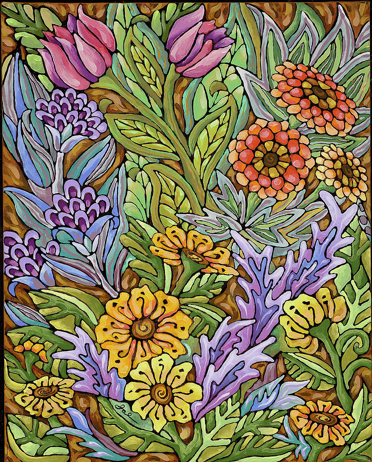 Garden Blooms Painting by Janice A Larson