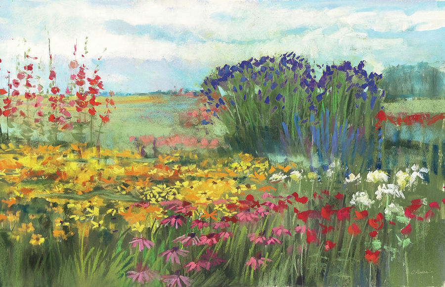 Daisy Painting - Garden Border Crop by Carol Rowan