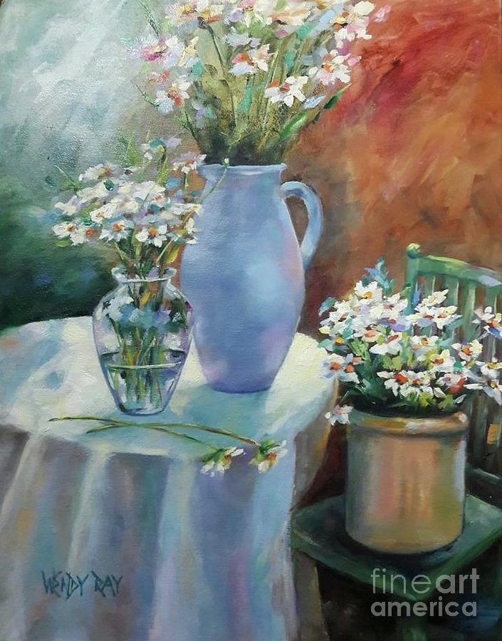 Garden Daisies Painting by Wendy Ray