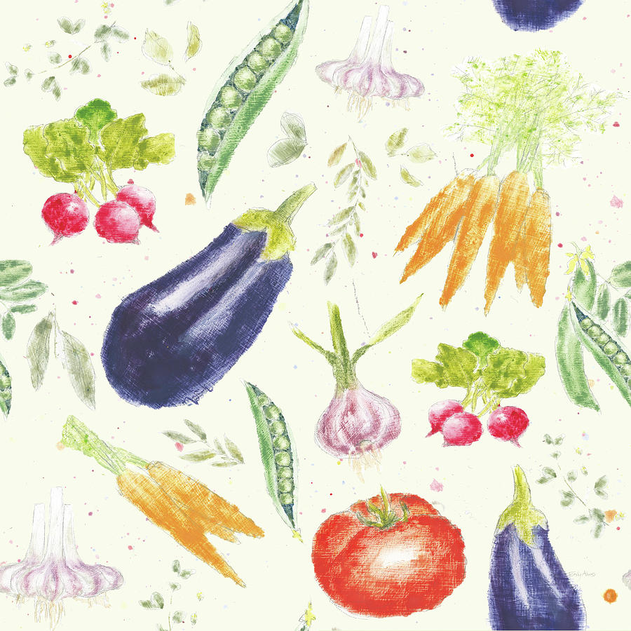 Vegetable Painting - Garden Delight Pattern II by Emily Adams