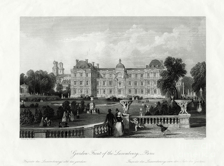 Garden-front Of The Luxembourg, Paris Drawing by Print Collector