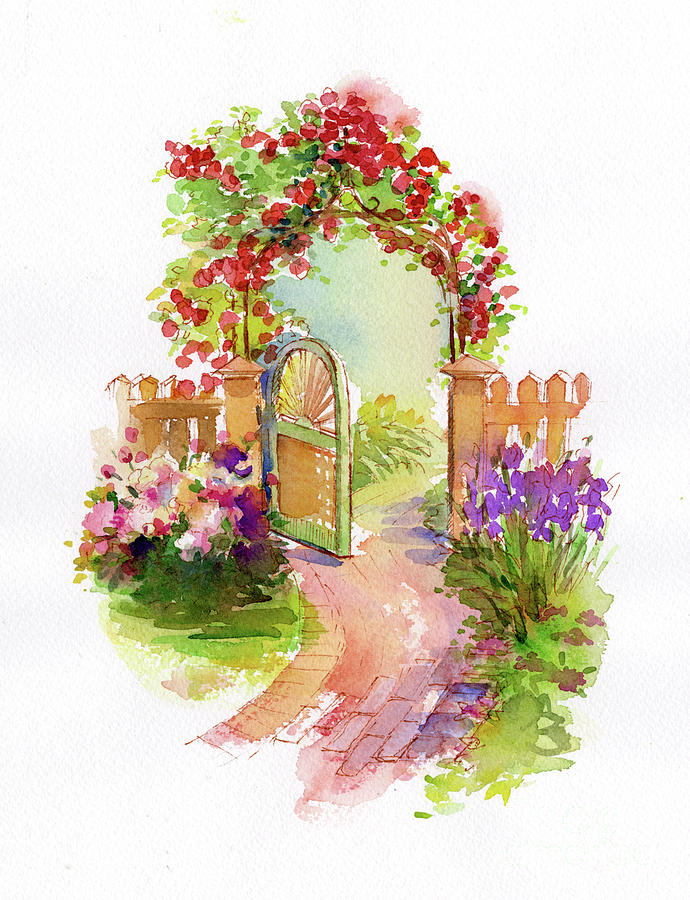 Garden Gate, 2014 Watercolor Painting by John Keeling