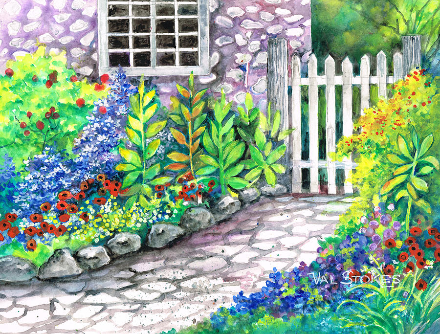 Garden Gate Painting by Val Stokes - Fine Art America