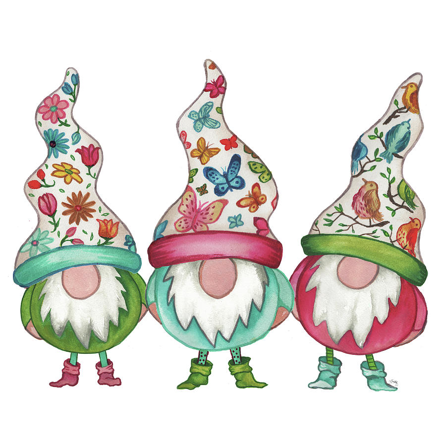 Gnomes Mixed Media - Garden Gnomes by Elizabeth Medley