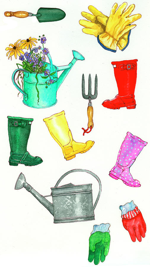 Boot Painting - Garden Icons 2 by Wendy Edelson