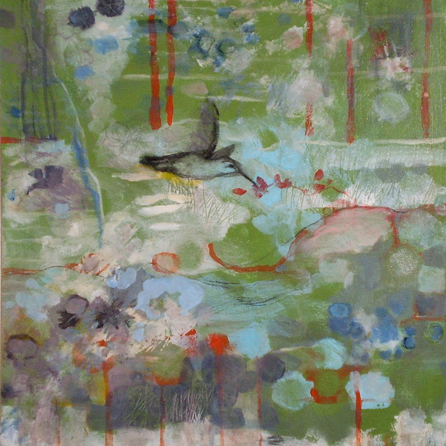 Hummingbird Painting - Hummingbird Garden by Janet Zoya