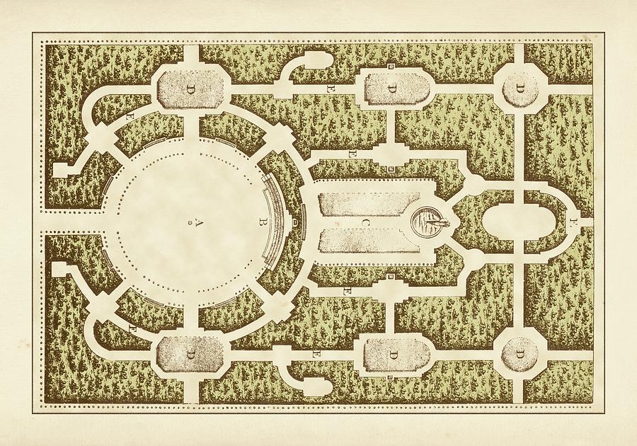 Landscape Painting - Garden Maze I by J.f. Blondel