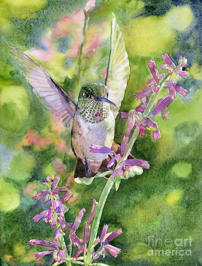Hummingbird Painting - Garden Nectar by Lorraine Watry