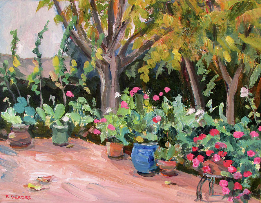 Garden Of San Juan Bautista Painting By Robert Gerdes