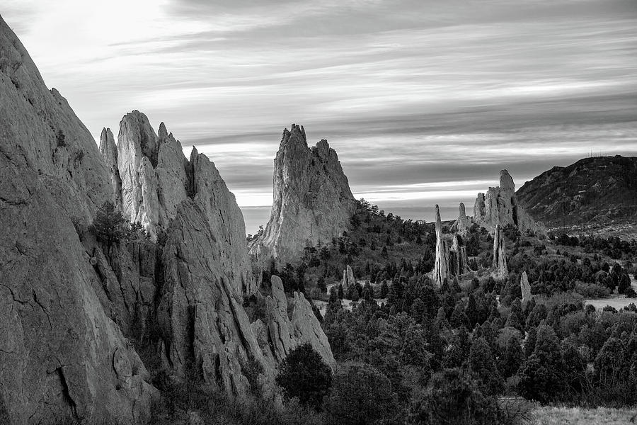 Garden Of The Gods - Colorado Springs Landscape In Black And White Photograph