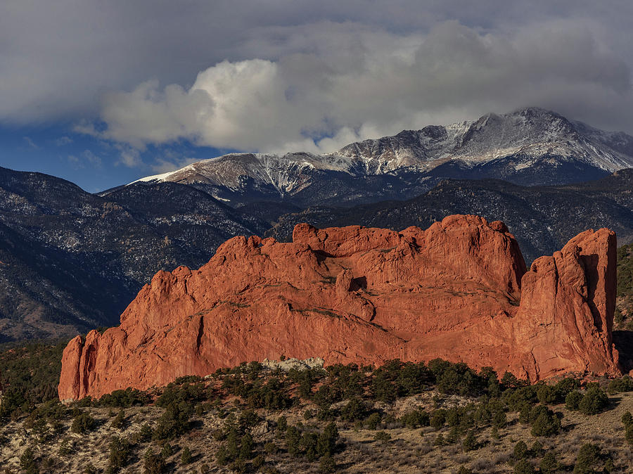 Garden of the gods with Pikes Peak Photograph by Daniel Forster Photography