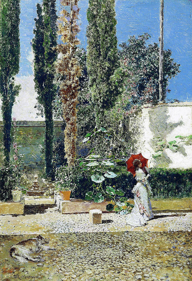 Vintage Painting - Garden of the house of Fortuny - Digital Remastered Edition by Mariano Fortuny