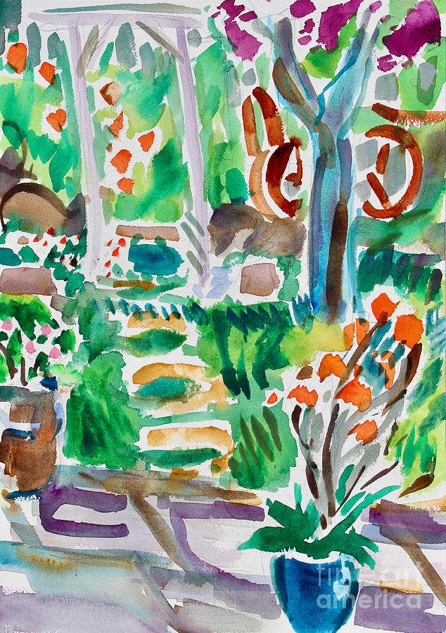 Garden Path And Trellis Painting by Richard Fox