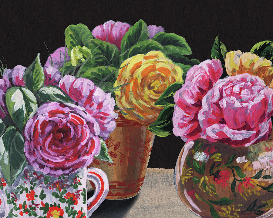 Garden Roses In Vases Floral Impressionism  Painting by Irina Sztukowski