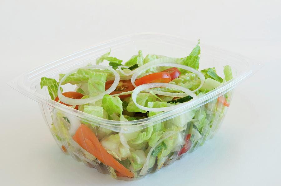 Garden Salad In A Plastic Tao-go Container; White Background Photograph by Rank, Erik