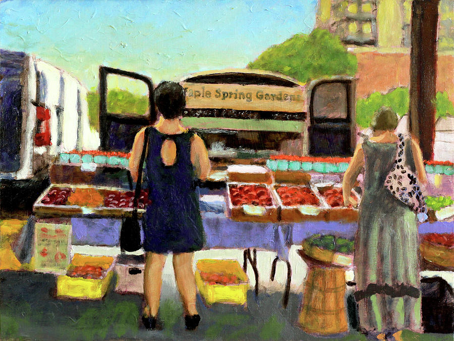Garden Shoppers Painting by David Zimmerman