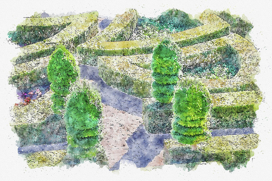 Garden #watercolor #sketch #garden #green Digital Art by TintoDesigns