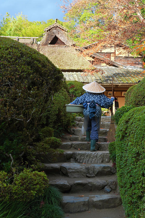 Gardener At Shisendo Temple In Kyoto Photograph by B. Tanaka
