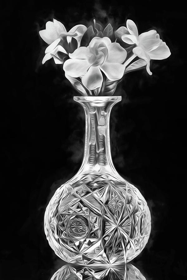 Gardenia Still Life Black and White Digital Art by JC Findley